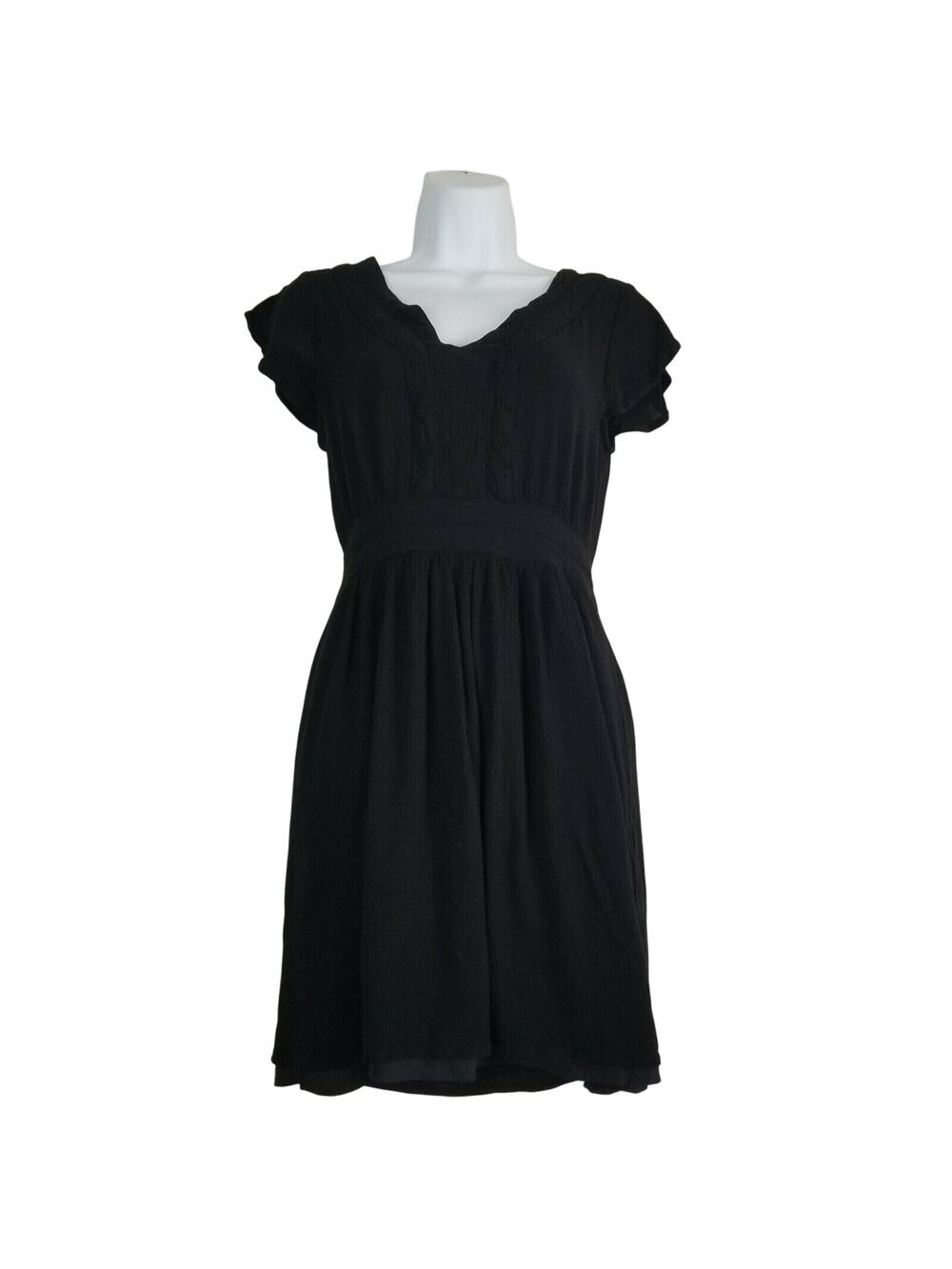 Vero Moda Little Black Dress Small V Neck Ruffle Slimming Short Flutter Sleeve